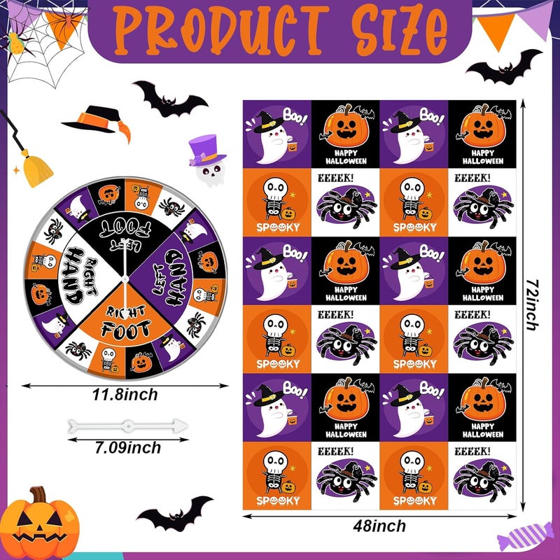 Civaner 3 Pcs Halloween Party Game for Kids with Spinner Halloween Conversation Party Twist Poses Mat Game with Conversation Mat Spinner for Classroom School - Image 2